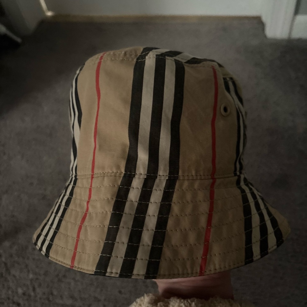 Burberry Tan and Black Striped Hat